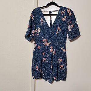 Trixxi Blue and Pink Flutter Sleeve Wrap Bodysuit